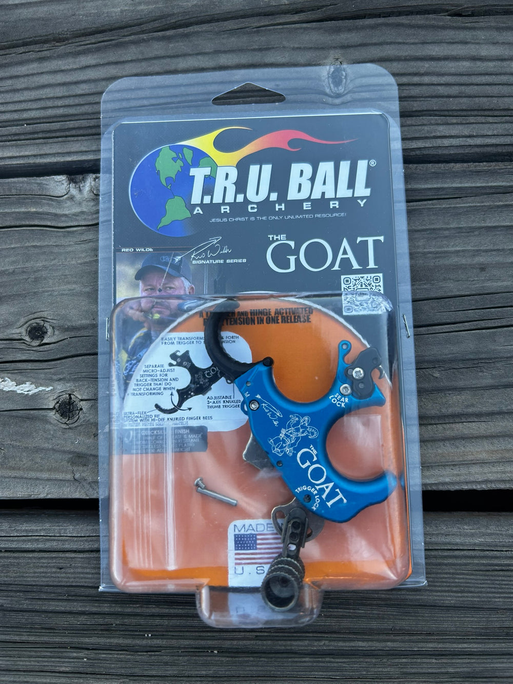 TRU-Ball GOAT thumb release, Blue, in retail packaging